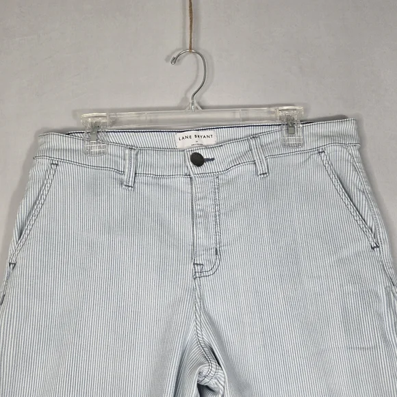 Lane Bryant Size 14 Wide Leg Crop Pinstripe Jean Culotte Capri High Rise 18" L - Picture 4 of 15